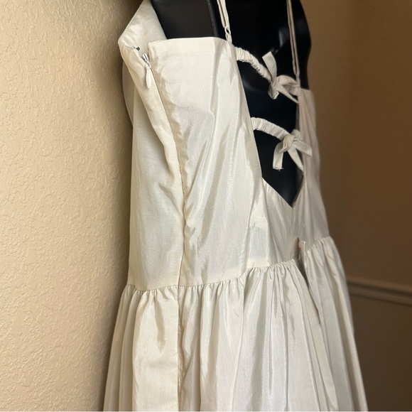 A New Day Creamy White Spaghetti Strap Adjustable Mid Dress Pockets & Bows NWT 4 - Picture 9 of 13